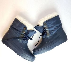 Sorel Blue Mucker Fur Lined Rain Boots